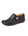 Clarks Women's Slip-On Flats Shoes Un Loop Black Leather