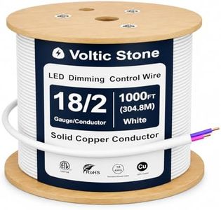 Voltic Stone 18/2 0-10V Dimming Dimmer LED Switch Control Wire, True Gauge 18 AWG Solid Bare Copper Cable, ETL Listed CL3P Plenum Rated Flame-Retardant, Pink & Purple, for 0–30V Low Voltage System