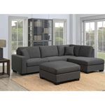 Homeify Adison 5- to 6-Person Sofa RHS L Shape Sofa Set with Center Table (Fabric, Grey)