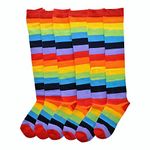 Angelina KNEE HIGH Socks (Rainbow, Adult One Size, 6Pack)