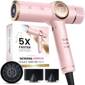 ELLA BELLA® Professional Ionic Hair Dryer with Diffuser • Negative Ion Blow Dryer • Suitable All Hair Types • Intelligent Heat Control & Rapid Drying Speeds • Lightweight Design • Low Noise Technology