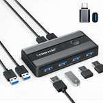 Lemorele USB 3.0 Switch Selector 2 Computers Sharing 4 USB Devices 4-Port USB Peripheral Switcher Box for PC, Mouse, Keyboard, Printer, Scanner with 2 USB Cables, Compatible Windows/Mac/Linux