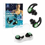 Hearprotek Swimming Ear Plugs Adults, 2 Pairs Reusable Waterproof Silicone Swim Ear Plugs for Swimmers Shower Bath Surfing Pool Water Sports (Black)