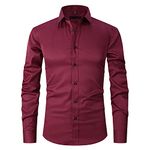 BREEWO Mens Long Sleeve Shirt Solid Color Slim Fit Mens Collar Shirt Spring Autumn Gentleman Mens Traditional Shirt Urban Business Mens Fashion Shirt TD-05 S