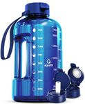 AQUAFIT 2l Water Bottle with Straw - Half Gallon Water Bottle - Motivational Gym Water Bottles 2l - 2 Liter Water Bottle Time Marker - Half Gallon Water Jug 64 oz - Large Water Bottle Dark Blue