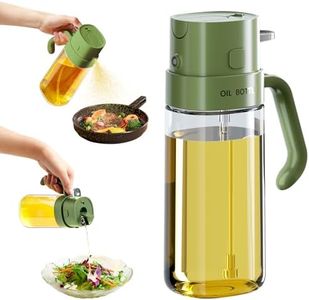 Oil Dispenser Sprayer for Kitchen Cooking, 2 in 1 Olive Oil Dispenser Bottle for Kitchen, 19oz/550ml Glass Oil Bottle, Food-grade Oil Mister for Air Fryer, Salad, Frying, BBQ (Green)