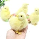 Labstandard 4Pcs Artificial Plush Fluffy Chicks for Easter Decor Realistic Mini Yellow Chicks Easter Decorations for Home Decor Mini Palm Pet Soft Toy Chirpy Chick Gift for Kids