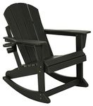 Naocca Adirondack Outdoor Patio Rocker Rocking Chair, Large, Black