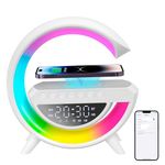 Waiybbit Alarm Clocks Bedside with Wireless Charging Speaker, RGB Colour Changing Bedside Table Lamp for Bedroom, Home Decor Gifts for Boy Girl Teen Men Women