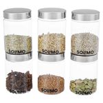 Amazon Brand - Solimo Plastic Storage Jar & Containers | Space-Saving Design | Versatile Storage | Food-Grade Quality | Stackable & Clear, 300 ML Set of 6