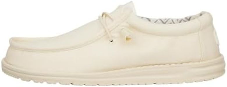 Hey Dude Men's Wally Stretch Canvas Stone White Size 14 | Men's Shoes | Men Slip-on Loafers | Comfortable & Light-Weight