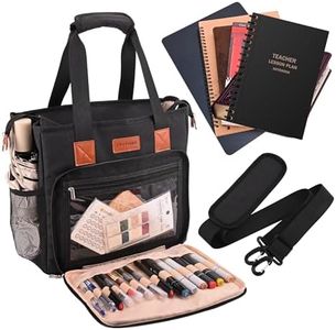 CROTIRAD Teacher Bag with Water Bottle Pockets, Teacher Tote Bag with Shoulder Strap and Large Compartment for Laptop, Black