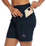 donhobo Women's Walking Hiking Shorts, Ladies Summer Cargo Shorts Lightweight Quick Dry Outdoor Casual Stretch Shorts Trousers with Zipped Pockets Navy M