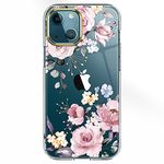 luolnh Compatible with iPhone 13 Case with Flower,for Girly Women,Shockproof Clear Floral Pattern Hard Back Cover for iPhone 13 6.1 inch 2021 -Diagonal Pink Bloom