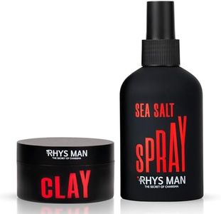 RHYS MAN Sea Salt Spray and Hair Clay Bundle for Men – Texturizing for Volume and Natural Beach Texture with Strong Hold Water-Based Clay – Matte Finish Styling Set, Grooming Gift