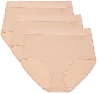 Tommy John Women's Second Skin High Rise Briefs, Comfortable Soft Stretchy Breathable Underwear for Women, High Waisted Ladies Briefs Full Coverage Panties, Maple Sugar, Small (Pack of 3)
