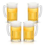 COKTIK 4 Pack Heavy Large Beer Glasses with Handle - 20 Ounce Glass Steins, Classic Beer Mug Glasses Set