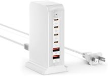 100W USB C Charging Station for Multiple Devices,VPSUN Multi Port USB Charger Station,6-Port USB Charging Hub, USB C Charger Tower for iPhone, Samsung, MacBook and More(White, 100W)