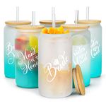 pengtai Bridesmaid Gifts,Bachelorette Party Favors,Bridesmaid Proposal Gifts,Maid of Honor Gift,Will You Be My Bridesmaid Gift,Bridesmaids Glass Tumbler Set of 6 With Straw