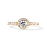 PAVOI 14K Gold Plated Halo Ring | Heart Ring for Women | Square Round Promise Rings for Her, 5, Gold, Cubic Zirconia