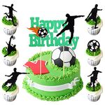 Grevosea 7 Pieces Football Cake Topper, Happy Birthday Football Cake Decorations Soccer Cake Topper Decorations for Boys Birthday Decorations Sports Themed Party Decorations Supplies