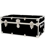 Rhino Trunk & Case Large Armor College Trunk - Secure Dorm Storage Chest - Ideal Footlocker for Students - Strong Trunks with 1000+ Pounds Sitting Capacity 32"x18"x14" (Black)