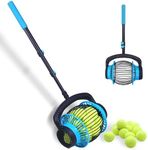 Tennis Ball Collector Roller,Tennis Ball Picker Upper,No Bending Tennis Rolling Picker for 1.5"-3" Balls,Foldable Tennis Ball Picker for Up to 20 Tennis Balls,1 Year Service For Tennis Ball Collector