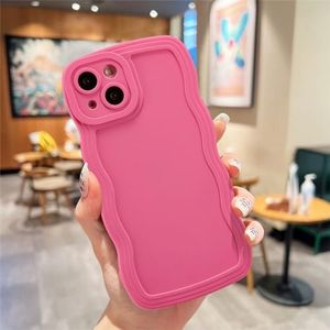 UEEBAI Wave Frame Case for iPhone 14 6.1 inch Phone Case,Cute Wave Frame Slim Fit Shockproof Phone Bumper Cover Soft Pretty Curly Wavy Case Anti-Scratch TPU Case -Rose