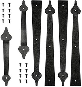 skysen Steel Garage Door Decorative Hinges Handles Accents Hardware kit Screw Mount,Black(tckls)