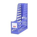 SOLDTRUE Office Desktop Organizer Book Document Storage Rack File Holder Folding Paper File Rack (Plastic Rack, Blue)