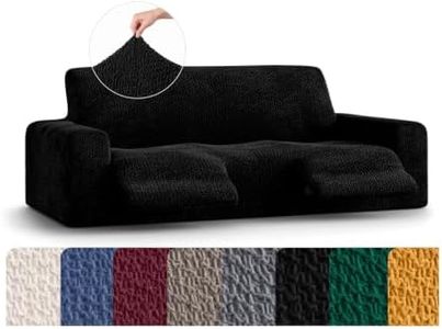 PAULATO BY GA.I.CO. Recliner Sofa Cover - Reclining Slipcover - Soft Polyester Fabric Slipcover - 1-Piece Form Fit Stretch Furniture Protector - Velvet Collection - Black (Recliner Sofa)
