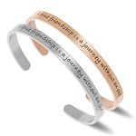 NUTRISMART Stainless Steel Cuff Bangle Bracelet Engraved A True Friendship is a Journey Without an End Inspirational Jewelry