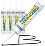 BEBOBLY Black Silicone Caulk & Sealant, 100% Waterproof Silicone Caulking, Silicone Sealant Caulking for Kitchen, Bathroom, RV, Interior & Exterior Use, Shrink & Crack Proof, 10.2 FL. OZ/300ML, 4 Pack