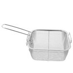 Angoily Stainless Steel Deep Fryer Basket, Fish Frying Basket, Frying Mesh Basket Fryer Strainer with Handle for Kitchen Frying Chips, Fries, Shrimps, Onion Rings