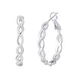 Senteria 925 Sterling Silver Earrings Hoops for Women Lightweight Twisted Hoop Earrings With Cubic Zirconia Hypoallergenic Hoops Earrings for Girls (20/30/40/50/60MM)