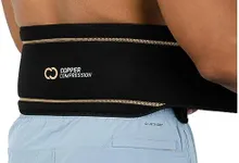 Copper Compression Lower Back Lumbar Support Brace, 1 Guaranteed Highest Copper Content, Great for All Activities! Infused Fit Wrap/Belt, Wear Anywhere! (Waist 28" - 38")