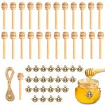 25 pcs Wooden Honey Dipper Sticks, Small Wood Honey Spoon, Mini 3.15 Inch Honey Stir Stick, Household Wooden Jam Honey Dipper Jar Dispensing Collecting Stirrer Stick for Dispensing Honey Drizzle