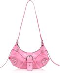 JENSVOIR Shoulder Bag for Women - Pink PU Leather Purse Adjustable Strap Hobo Crossbody Handbag with Zipper Closure