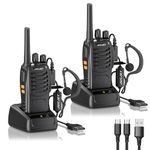 JUCJET Walkie Talkies, 88E Upgraded PMR446 Walkie Talkie, Two-Way Radio Rechargeable Walkie Ttalkie, With Original Earpieces, Reliable Long Range 2-Way Radios, Professional & Easy To Use (2 Pack)