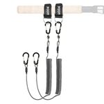 Booms Fishing T02 Fishing Pole Tether with Belt, Kayak Paddle Leash, Paddle Board Fishing Accessories, Heavy Duty Fishing Lanyard for Fishing Tools/Rods/Paddles, Black 2pcs