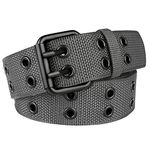 Drizzte Mens Belt Plus Size 110cm Nylon Canvas Webbing Belt Double Grommet Grey