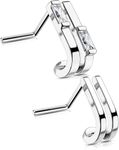 OUFER 2Pcs Nose Stud, Fancy Unique Double Rows 20G Nose Rings L-shaped Sparkling Stainless Steel CZ Small Tiny Silver Nose Rings Studs for Women Men-7MM