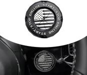 Sinytuto Pack-1 Car Push Start Button Decoration Cover, American Flag Gear Rotation Open Design Ignition Switch Protector, Anti-Scratch Dust-Proof Hidden Starter Cover, Universal for Car (Black)
