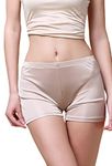 MOROUTLINE Womens Mulberry Silk Boyshort Panties| Silk Boxer Briefs Underwear|Mid-Waist Silk Underwear Beige Large