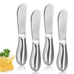 Ulsam 4pcs Butter Knives Set, Stainless Steel Cheese and Butter Spreader with Ergonomic Handle, Butter Slicer for Cutting and Spreading Butter Honey, Silver, 5 Inch