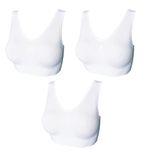 3 6 9 Pack Comfort Bra Women Girls Crop Top Seamless Bra Sleep Yoga Bralette Stretch Bras Sports Vest Wireless Post Surgery Bra Wire Free, 3 White, XXL