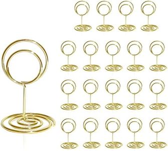 HomWanna Table Number Holders 20Pcs - 2 Inch Mini Place Card Holder Short Table Number Stands for Wedding Party Graduation Reception Restaurant Home Centerpiece Decorations Office Memo (Gold)