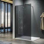 ELEGANT Walk in Shower Enclosure 8mm Dark Grey Easy Clean Safety Glass Shower Cubicles Wet Room Shower Screen Bath Screen 1000mm