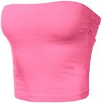 HATOPANTS Women's Tube Crop Shapewear Tops Strapless Cute Sexy Cotton Basic Casual, 014-candy Pink, Small