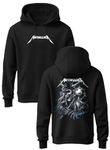 INDISSH Hoodies | Unisex Hoodie Sweatshirt Music Front Back Printed for Both Girls and Boys MU-METAL2 | BLK-L